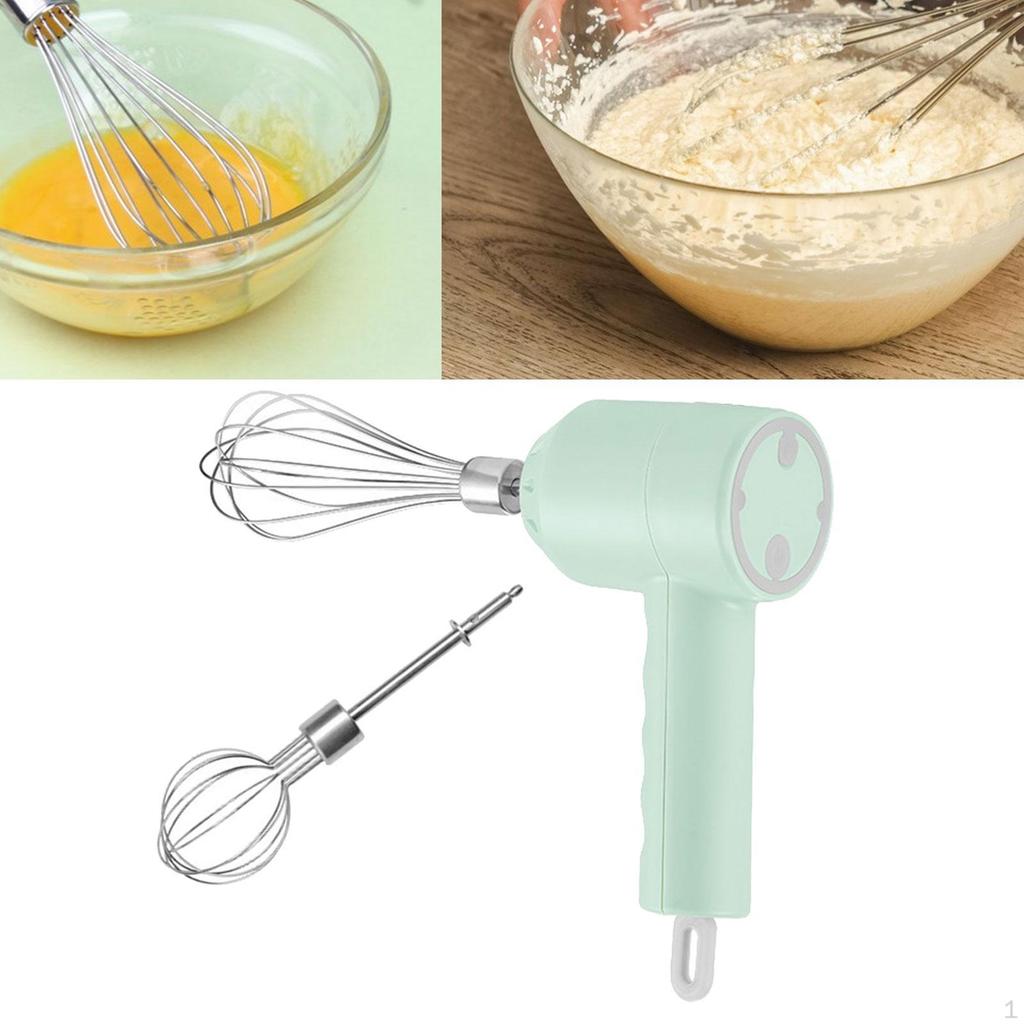Hand Mixer Rechargable Kitchen Gadgets Cordless for Beating Whisking Light Green