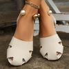 Large Size Sandals Women's Summer New Style Flat Bottom Pearl Decorative Foot Bag Head Sandals