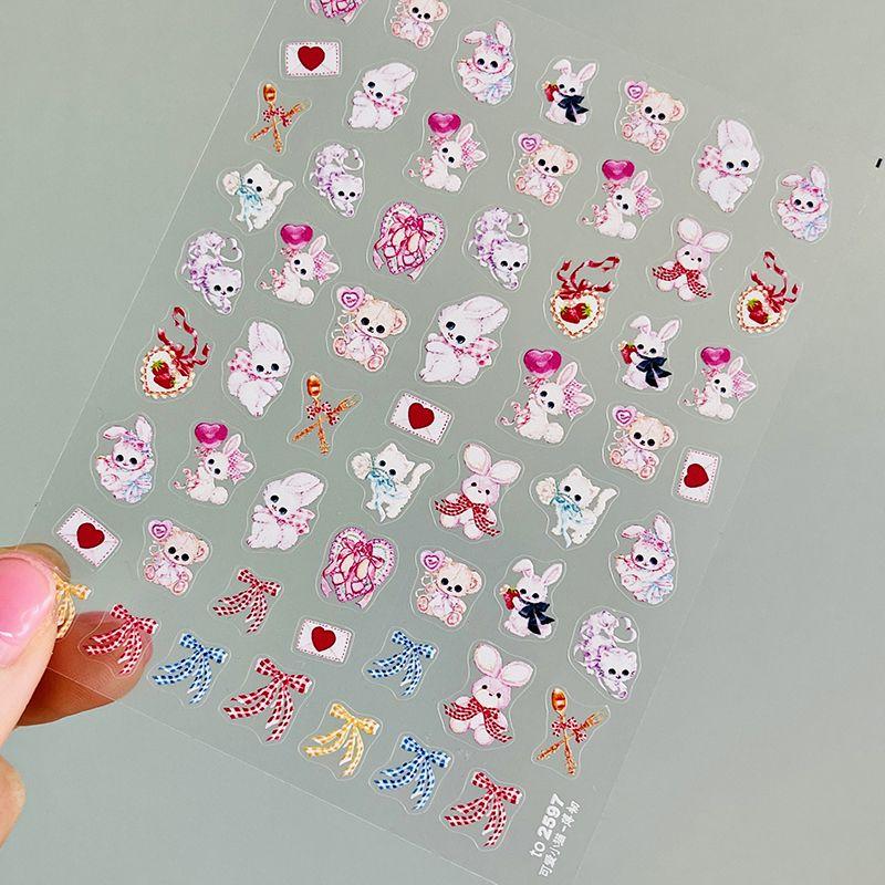 

Cute Bunny Kitten Bear Nail Sticker Tomoni Embossed Hot 5D Nail Sticker Japanese Style Nail Ornament Cute Kitten 2597((Thin and tough))