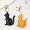Cat Shaped Leather Keychain Pendant - Cute Bag Accessory, Small Gift for Couples