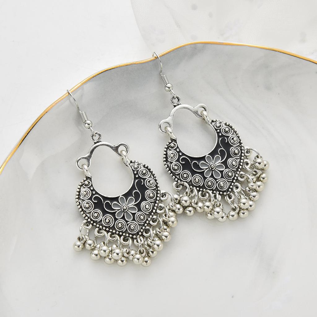 Vintage Geometric Dangle Earrings For Women Retro Big Round Bell Statement Drop Earrings Girls Boho Jewelry