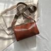 Women's Faux Leather Vintage Small Square Bag Fashionable Wide Strap Shoulder Crossbody Bag with Zipper Pocket