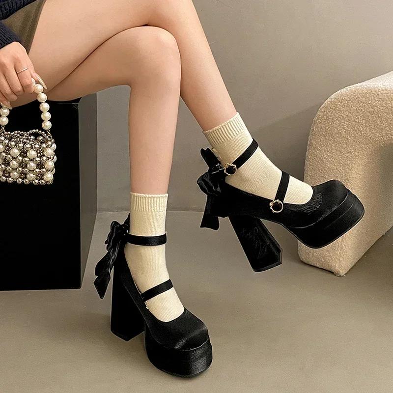 Fashion Night Club Platform Women Lolita Pumps Fashion Shallow High Heel Shoes 2025 Spring Autumn Ladies Outdoor Stripper Shoes