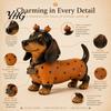 Creative Gift for Dog Owners Fall Harvest Dachshund Figurine, Halloween Statue with Pumpkin Headband Polka Seasonal Window Display Accents Dot Outfit,