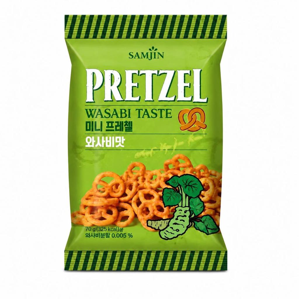 SAMJIN Mini Pretzel Biscuits Wasabi Flavor 70g 6pack