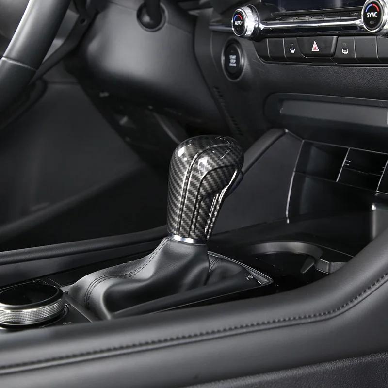 Car Gear Head Shift Knob Handle Cover Trim Sticker For Mazda 3 BP Axela CX-30 CX30 CX-50 2020-2025 ABS Carbon Fiber Accessories