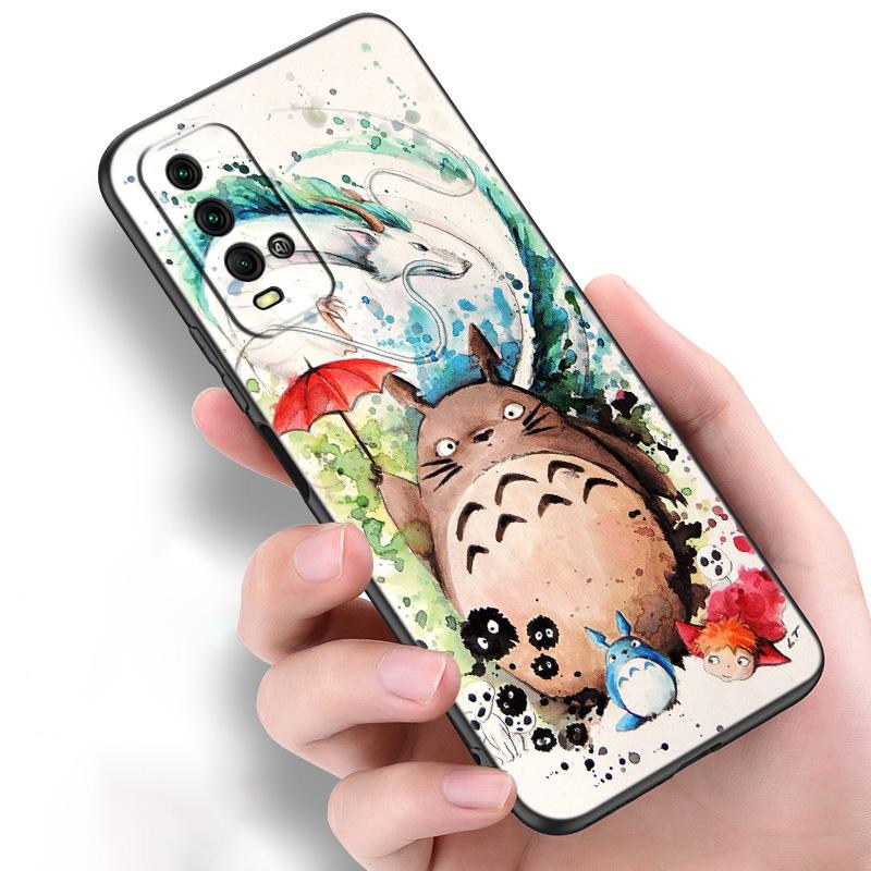 Anime Studio Ghibli Totoro Silicone Phone Case For Xiaomi Redmi Note 11 10 9 8 Pro 11T 10T 10S 9S 8T 9 9A 9C 9T Black Soft Cover