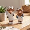 2Pcs Highland Cow Statue Home Ornament Resin Statue Ox Figurine for Home Bookshelf Office Table Decor Figurine As Birthday Gift