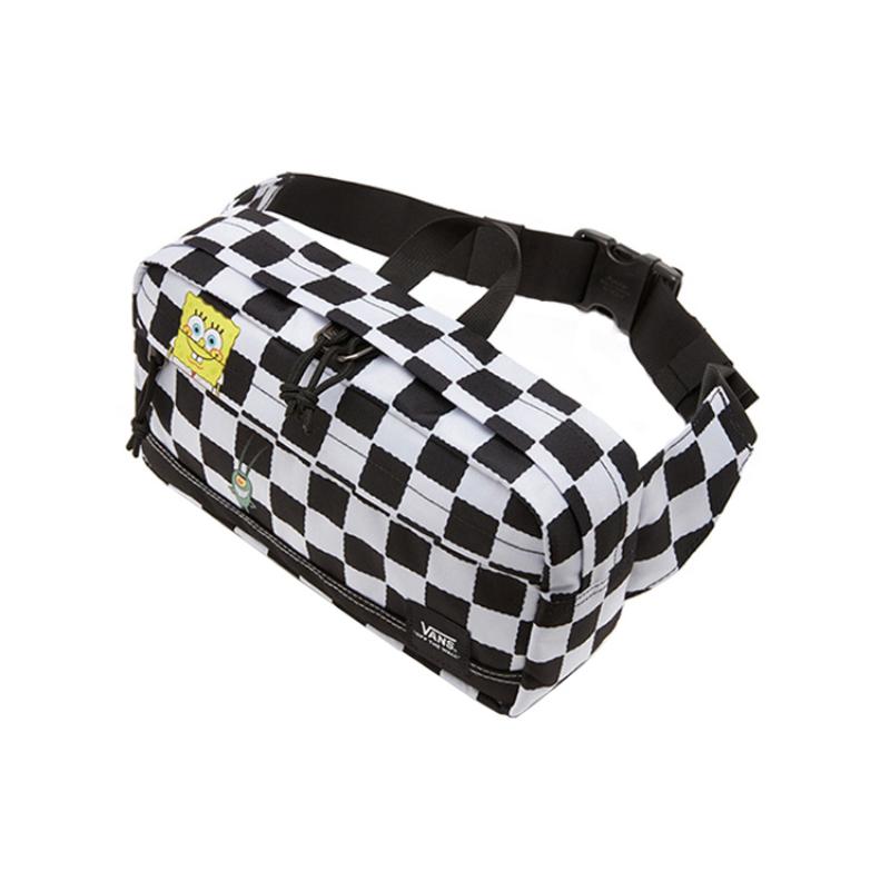 Vans SpongeBob, Collaboration Nylon Sling Bag, Fanny Pack Unisex Black White Vans VN0A4RWYQ7Y