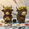 Resin Highland Cow Statue Cute Animal Sculpture Ornament Funny Cow Figurine  Desktop