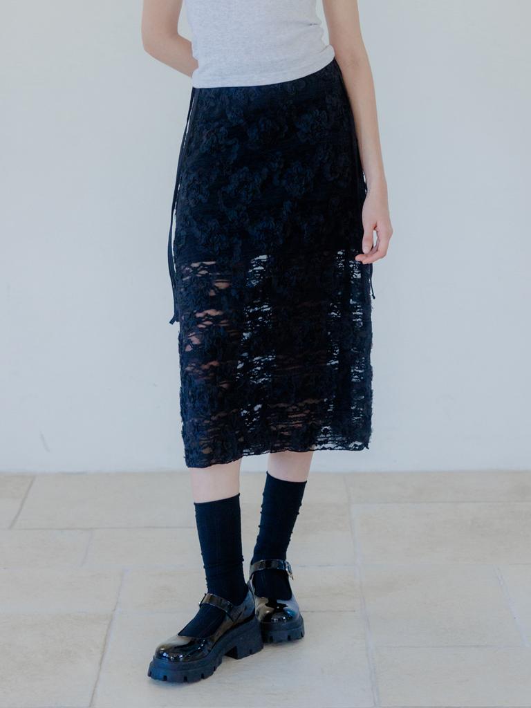 Eight Days A Week Rose Long Skirt Black Ad503