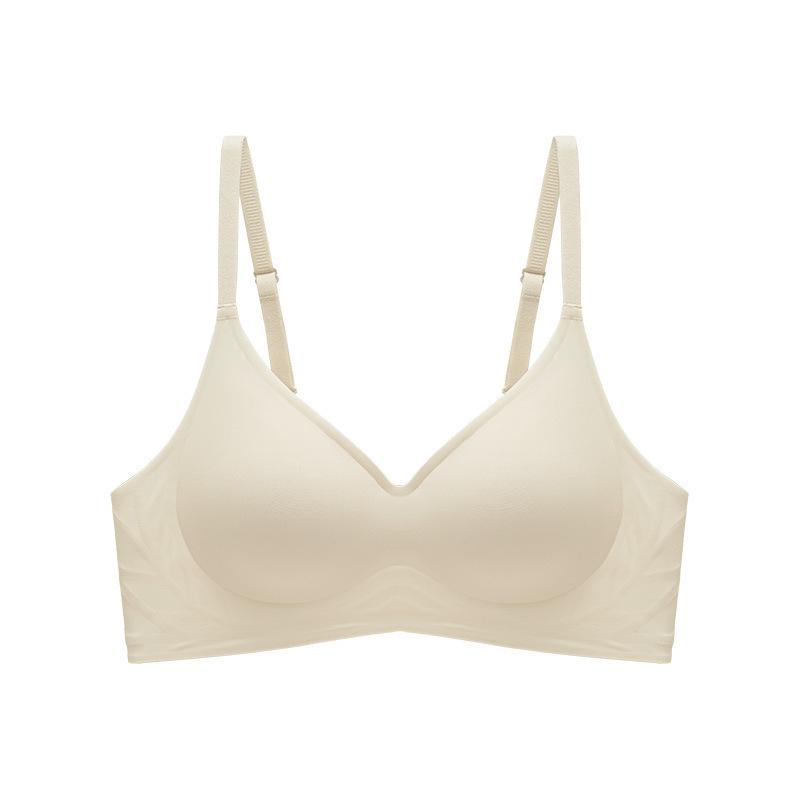 Soft Support Jelly Glue Fixed Cup Ice Silk Underwear Women's Summer Thin Breathable Gathering Bra Cover No Trace No Steel Ring