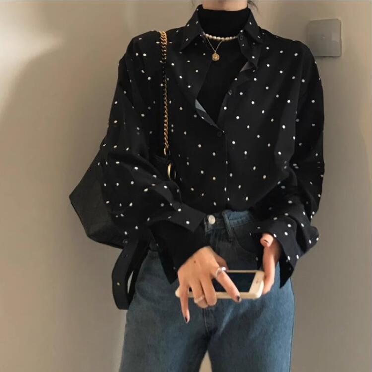 Spring Women's Fashion Loose Casual Lapel Long-sleeved Shirt