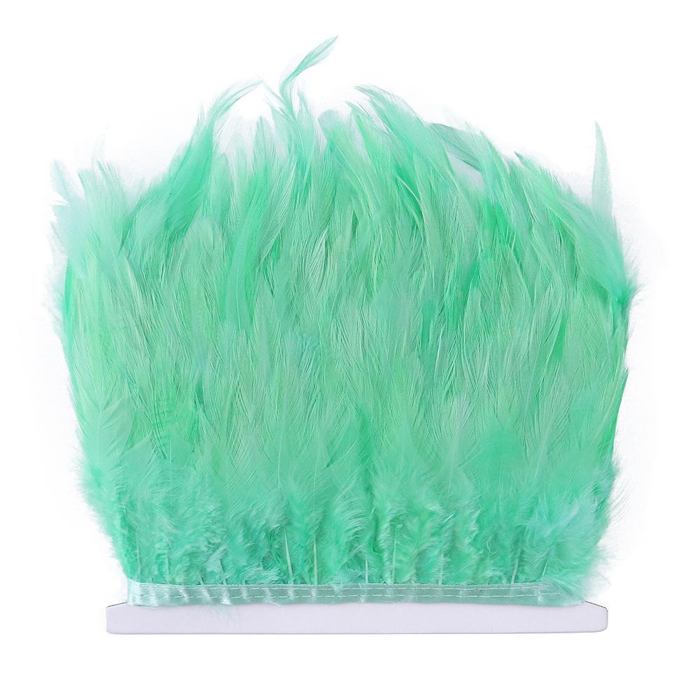 Feather4-6inch High Quality Chicken Feathers Trim Fringe 1meter Mint Green Rooster Feather Ribbon  Wedding Dress Creative Crafts Plumes
