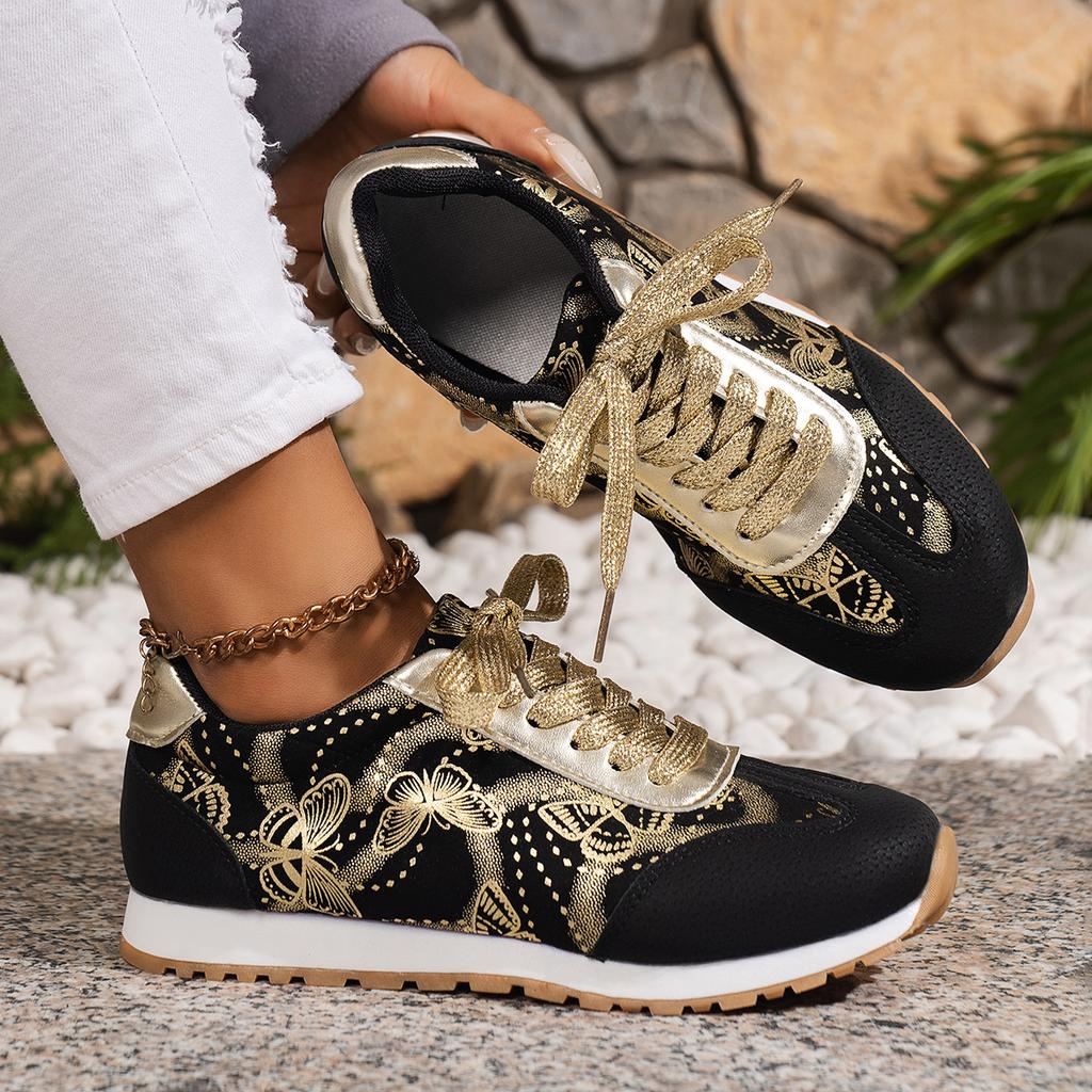 Fashion 2025 Fashion Big Size Autumn New Butterfly Cross-border for Round Head Comfortable Flat Sports Single Shoes Women