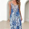 Sexy Camisole Dress2024 Spring/Summer Women Clothes New V-neck Sexy Print Sling Long Dress