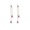 Adjustable Natural Freshwater Purple Water Drop Pearl Stud Earrings Women's S911 Silver Needle Simple Niche Design Fringed Earrings