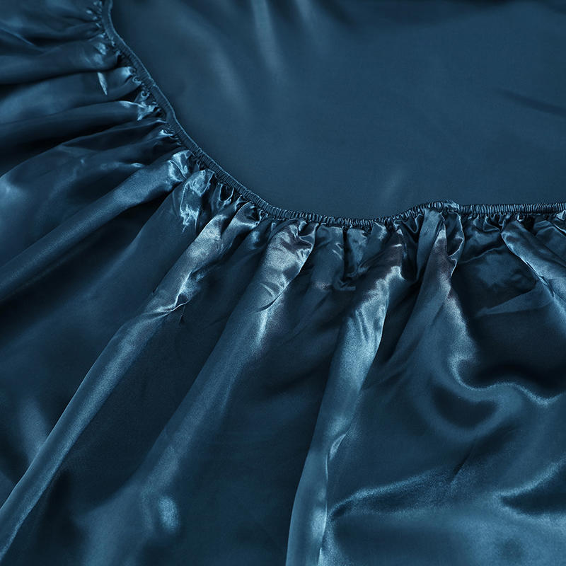 Bed Sheet with Elastic Band Polyester Satin Fitted Sheet Plain Dyed Bed Linen PLA Cool Fiber Fitted Sheet(no Pillowcase