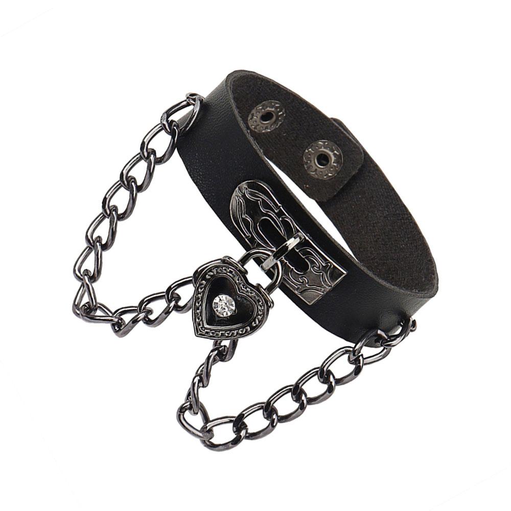 Nieuwe Punk Donkere PU Armband Voor Vrouwen Mannen Hip Hop Rock Ketting Meerlaagse Armband Trend Retro Gotische Sieraden Danser Accessoires