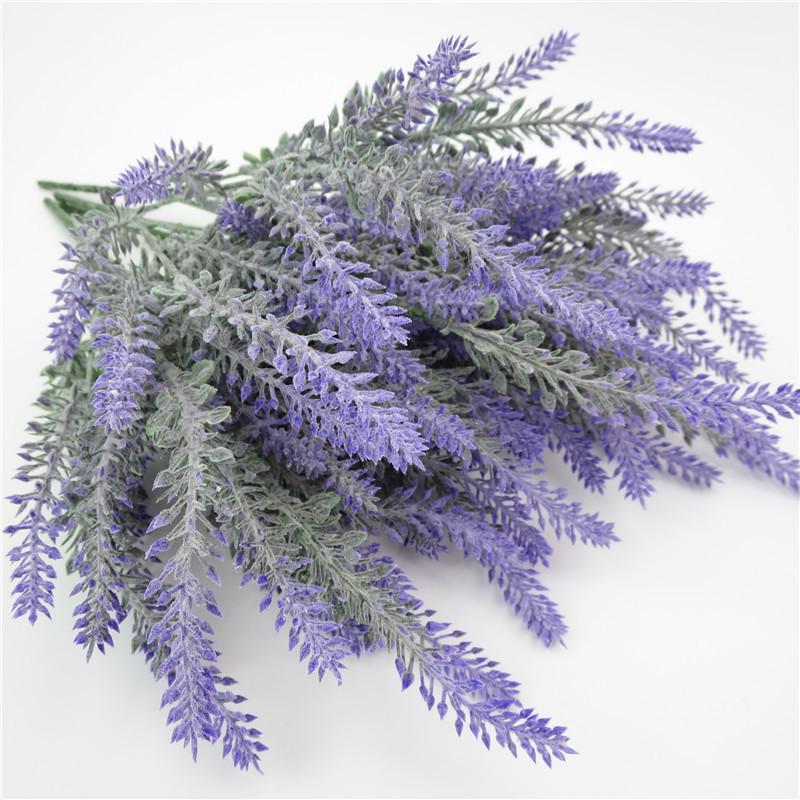 Artificial Lavender Bouquet - Fake Flowers & Flocked Wheat Ear for Home Decor