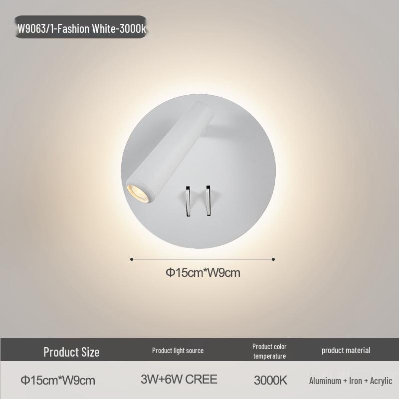 Rotatable Nordic Minimalist Wall Lamp - Eye-Protection Reading Light for Bedroom & Study