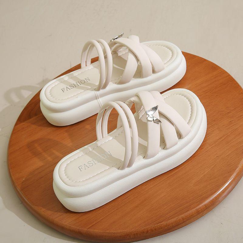 Sandals for Women Black Open Toe Platform Asian Size Woman Shoes The Best Luxury 2025 High Quality Comfort Summer Comfortable