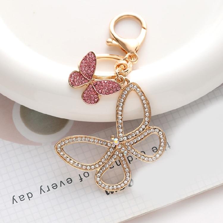 Delicate Butterfly Keychain Rhinestones Key Rings Colorful Key Chain Adornment