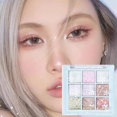 Neunfarbige Lidschattenschale Glitzer Glitzer Multifunktionale Lidschattenpalette Konturschale Wasserfest Dauerhaftes Set Alltagskosmetik Mode-Make-up