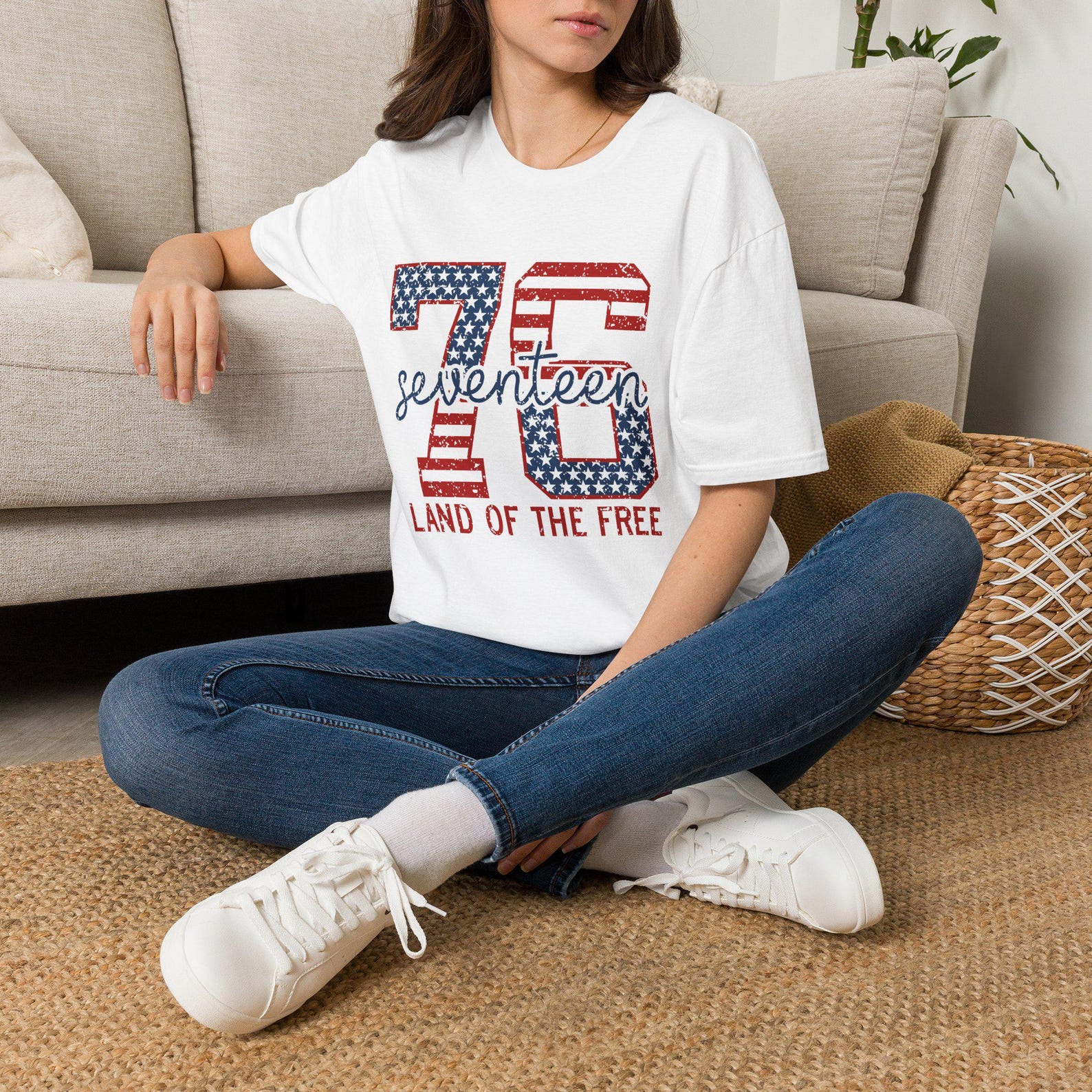 Seventeen 76 T-Shirt | American Flag Patriotic Independence Day 2XL