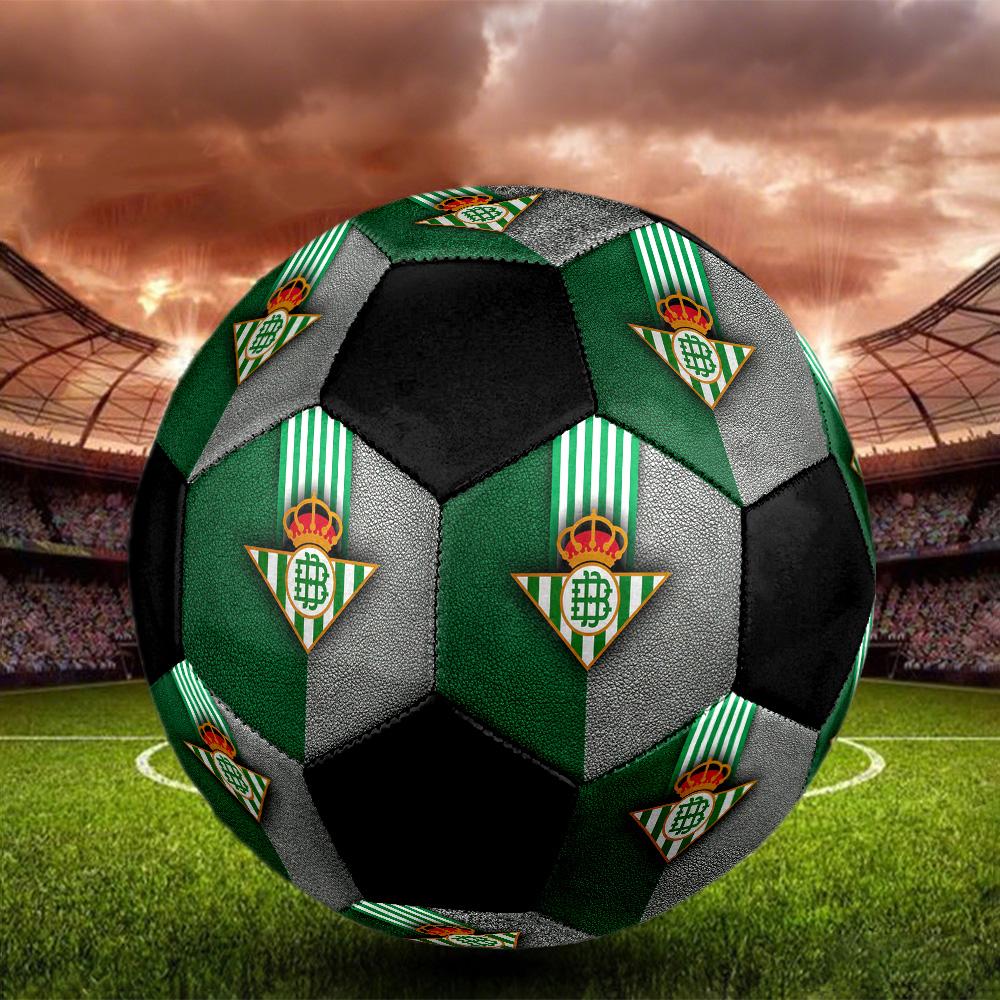 Pallone da Calcio Real Betis Balompié Colorato Per Tutte le Età Cucito a Macchina PVC Pronto per la Competizione Resistente Alto Rimbalzo.TAGLIA5