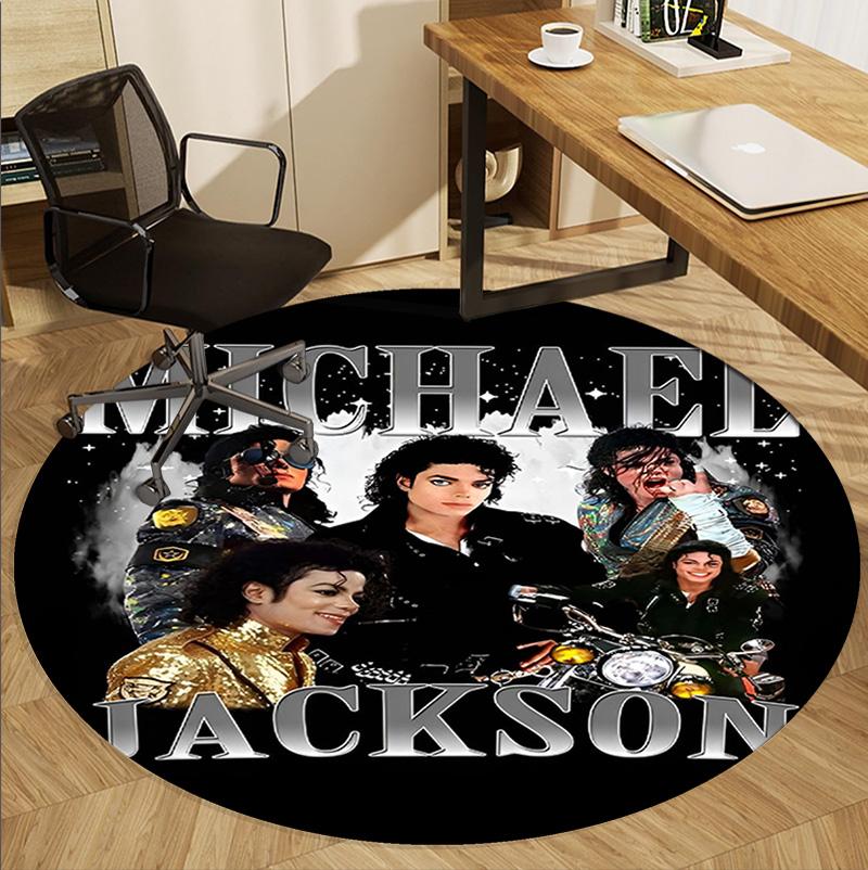 Michael Jackson Muster Runder Teppich, Innen-/Außenmatte, für Picknick, Spielzimmer, Schlafzimmer, Büro, Wohnzimmer, Heimdeko Teppich, Geburtstagsgeschenk