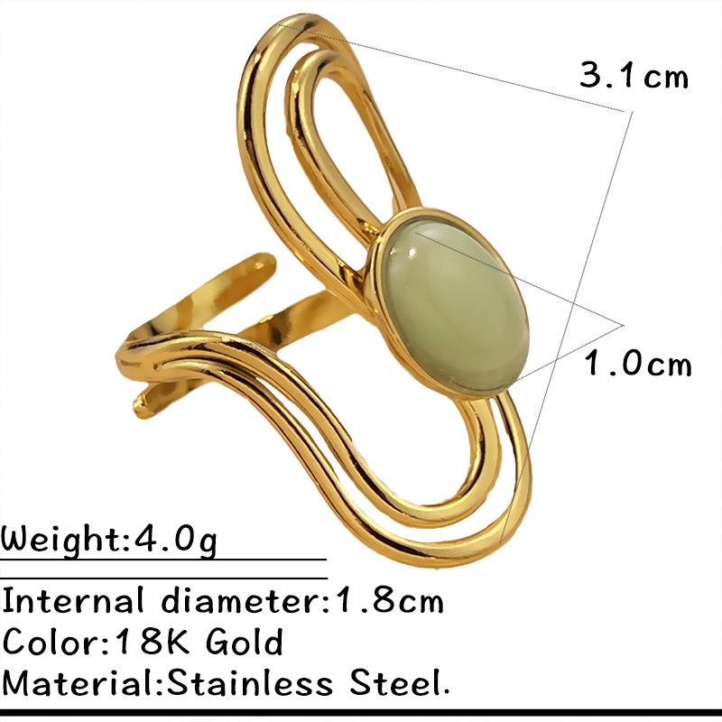 European-American Retro French Natural Stone Stainless Steel Ring Set