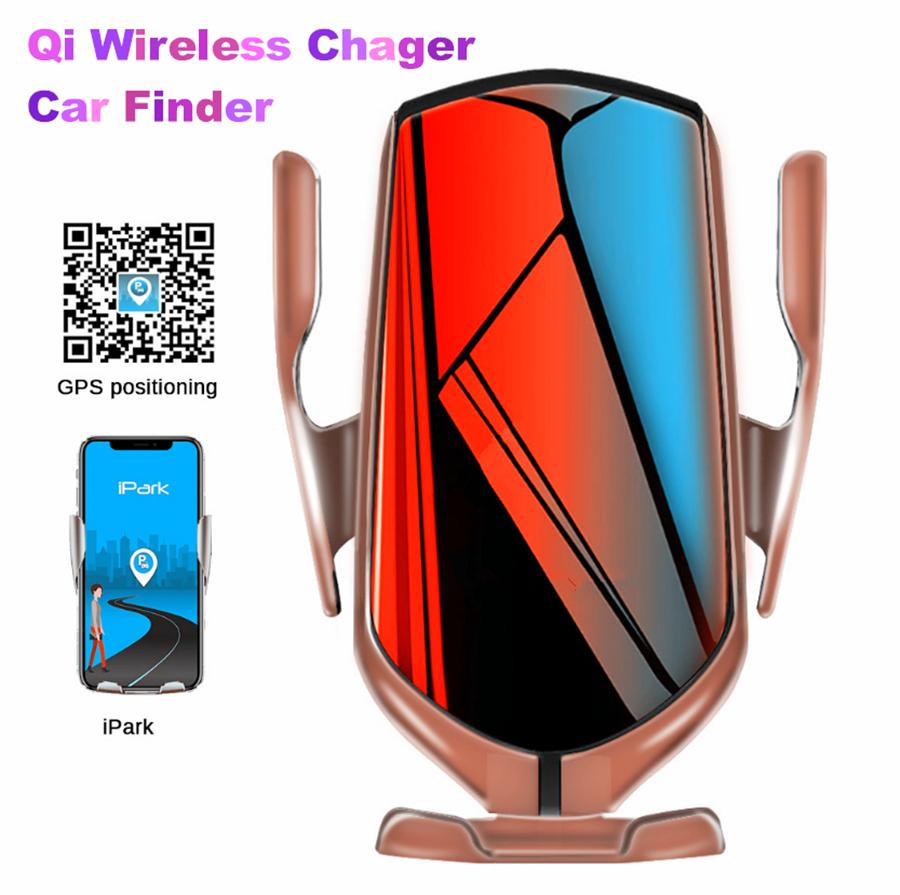 10W Wireless Charger Automatic Clamping Phone Holder GPS APP Positioning Finder