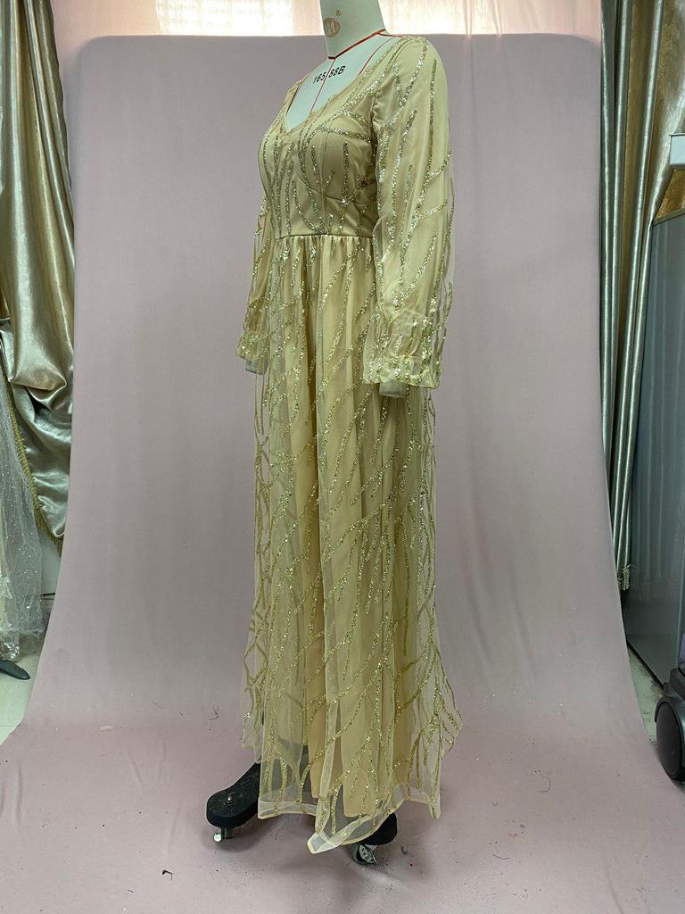 2025 Luxurious Gold Beaded Evening Gown - Sexy Socialite Queen