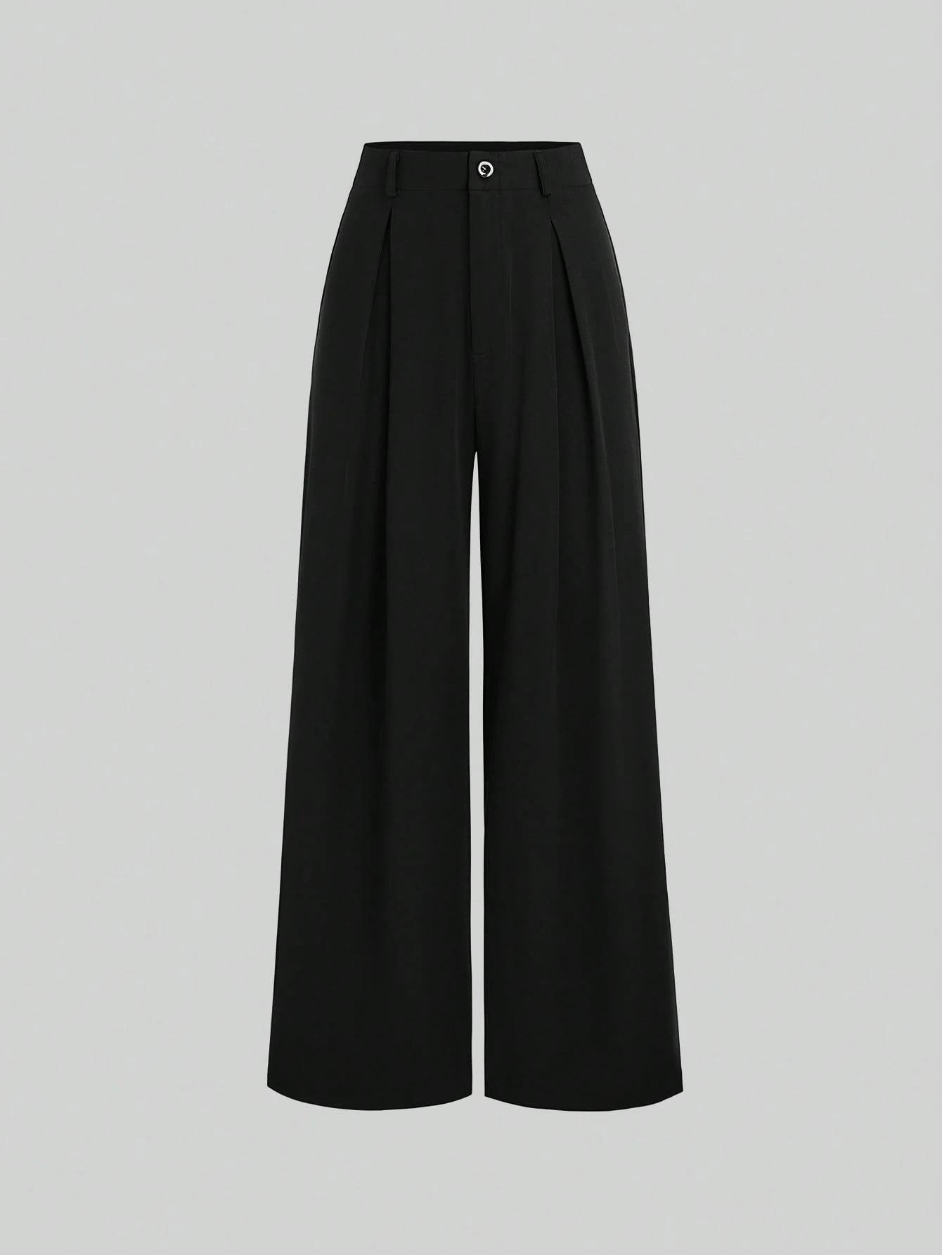 

Drapey Plus Size Loose Wide-Leg Women s Korean Style Autumn Pants S (90-100 lbs) чёрный