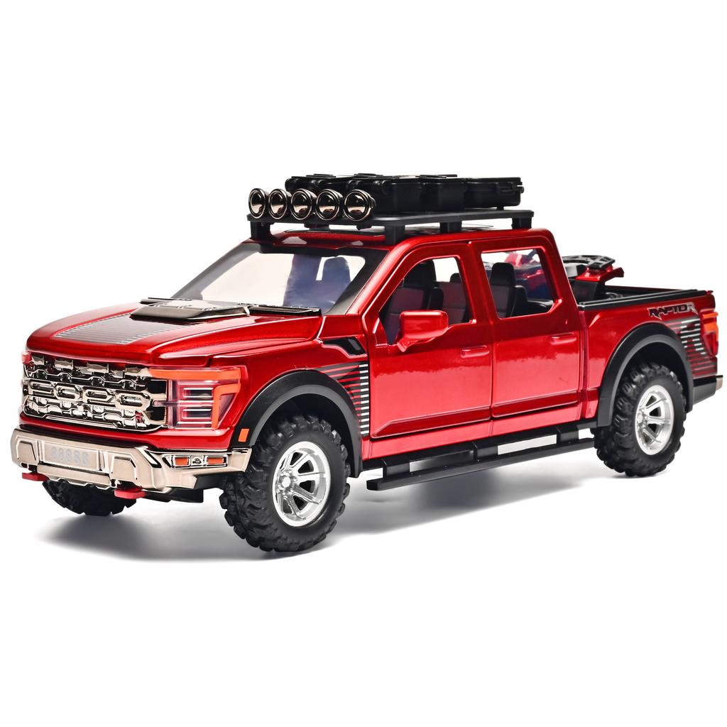1/24 Ford Raptor F150 Alloy Pickup Car Model Diecasts Metal Off-road Vehicles Car Model Sound and Light Simulation Kids Toy Gift