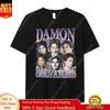 Damon Salvatore IanSomerhalder TV Drama Pattern Tshirt for Unisex Retro Gothic Fashion Oversized Tshirt for Unisexs Street Wear