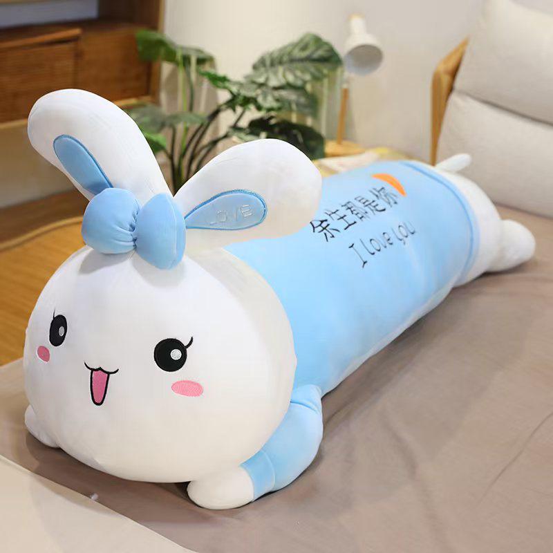 Plush Toy Girl Cute Lying Down Rabbit Soft Strip Sleeping Throw Pillow Children Doll Birthday