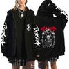 Anime Berserk Zipper Hoodies Men Women Harajuku Fashion