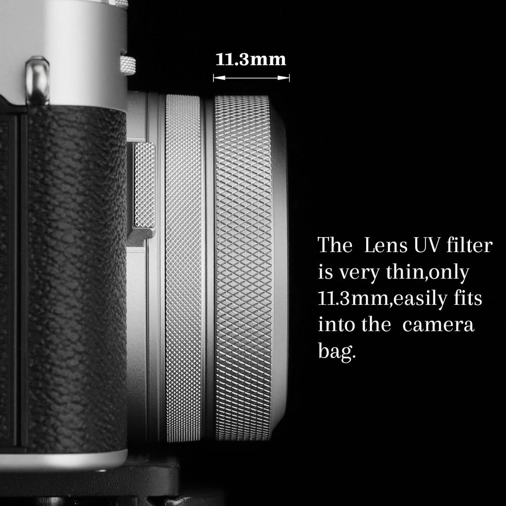 Haoge MC UV-kamera objektivbeskyttelsesfilter Fujifilm X100VI Fuji X100V kameratilbehør med integrert adapterring sølv vanntett nanobelegg HD
