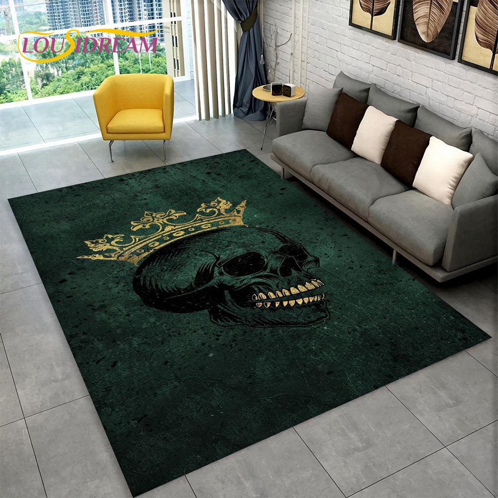 3D Creative Gothic Horror Skull Modern Area Rug,Carpet Rug for Living Room Bedroom Sofa Doormat Decor,Kitchen Non-slip Floor Mat
