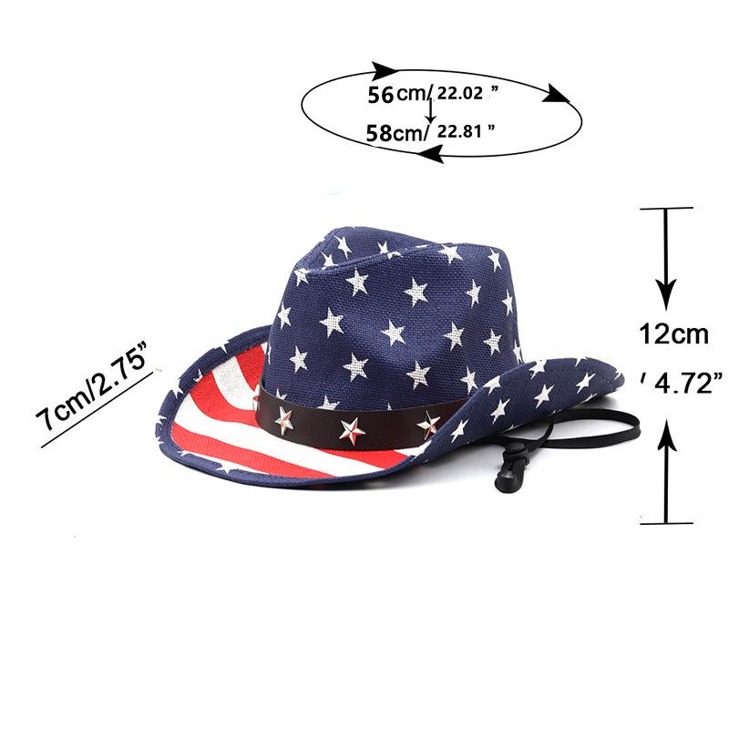 American flag western panama cowboy usa hat sailor dance top hat personality prairie star jazz hat