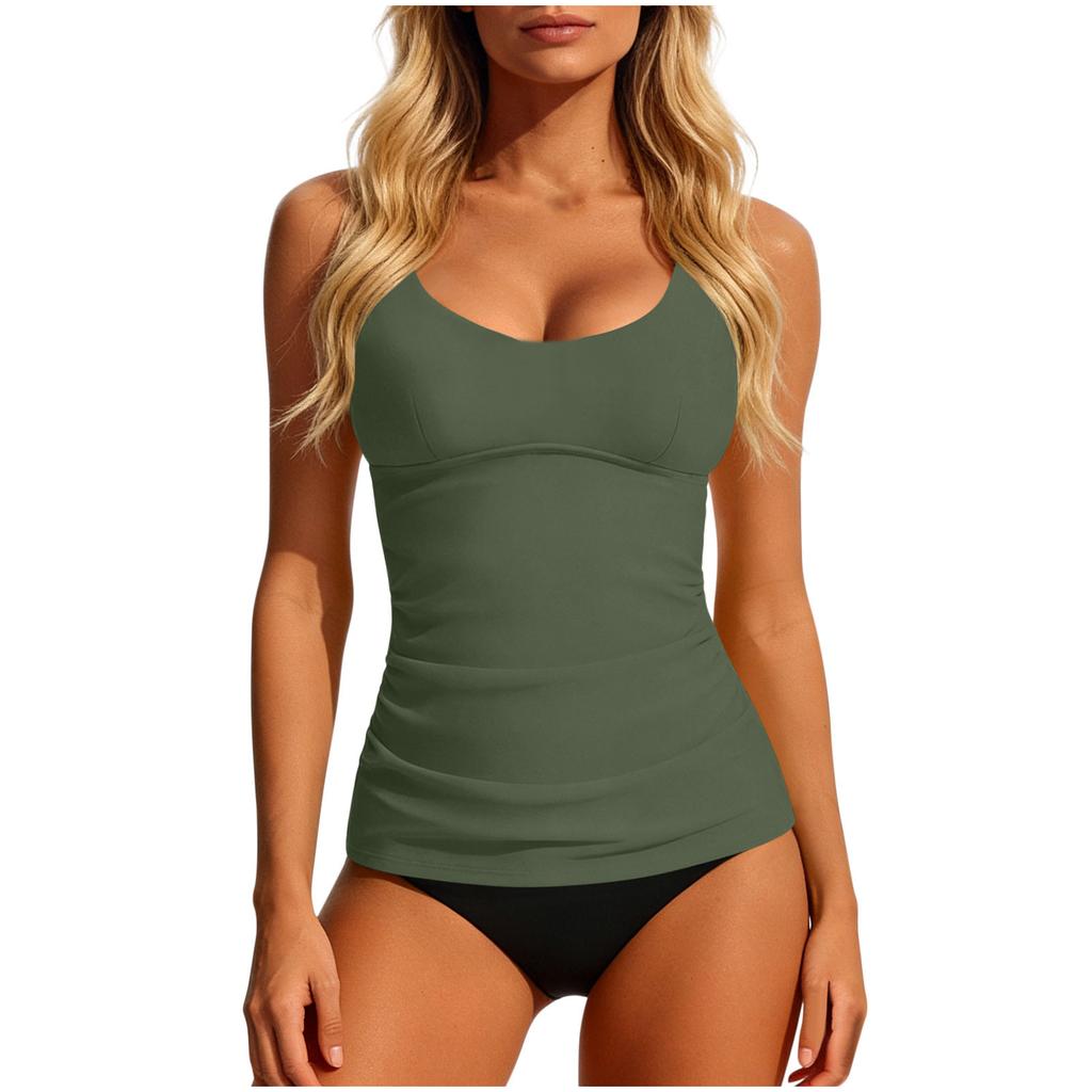 European and American Women's Clothing Spring New Fashion Casual Solid Color Split Swimsuit Set