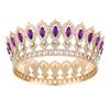 Round Princess Queen Tiara European Crystal Full Crown Metal Bridal Wedding Crowns  Birthday Party