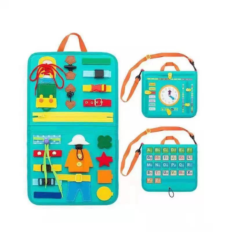 Busy Board, 20-in-1 Montessori Toy Motor Skills Toy for Dressing Skills, Educational Sensory Toddler Toy, Activity Board for Airplane Car Travel