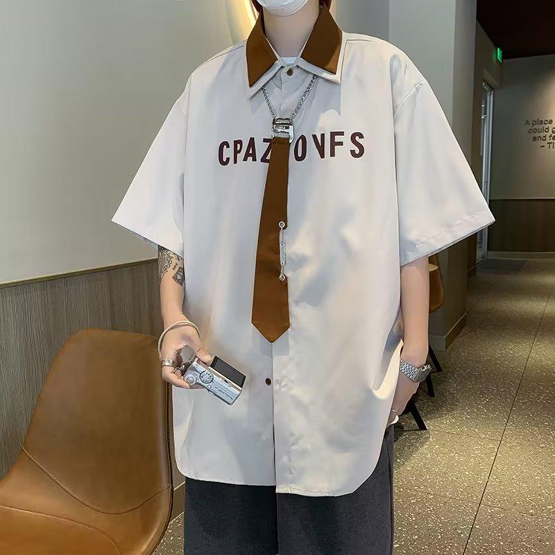 

Men s Retro Short-Sleeve Designer Tie-Dye Casual Shirt - Summer Trendy Loose Fit for Couples Medium білий