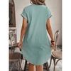 Abito Blusa Casual da Donna Semplice Scollo a V Bottoni Abito in Lino Tasche Ampio Taglia Larga Abito Camicia Taglie Forti Abiti da Donna