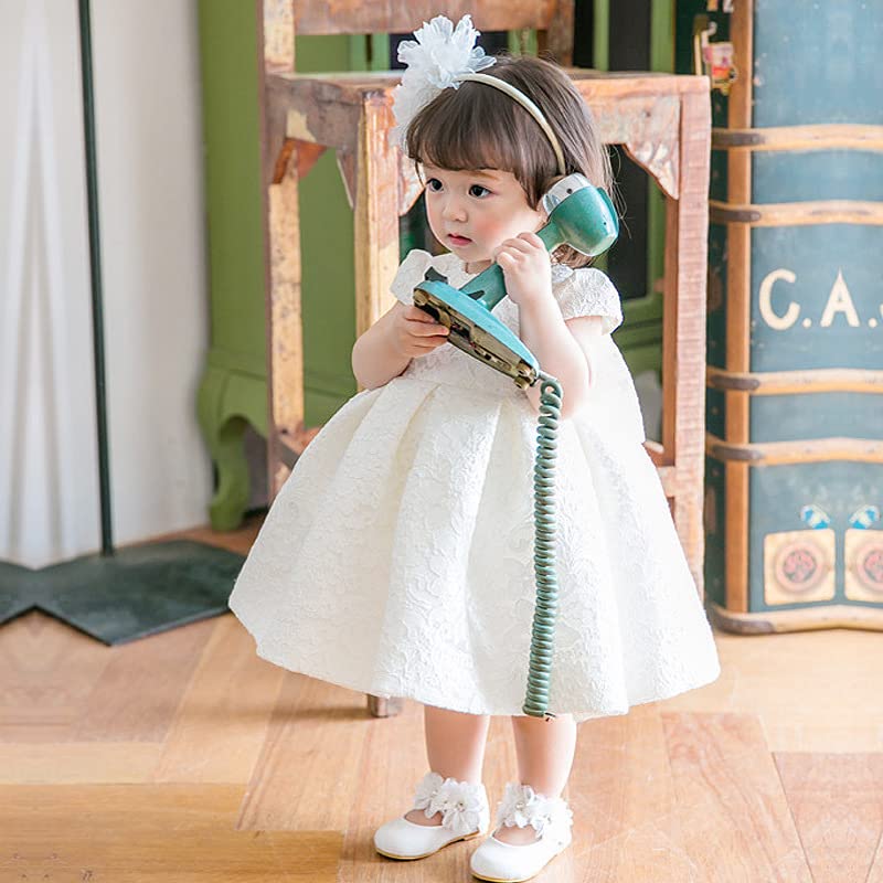 Baby Crew Ceremony Short Sleeve Shrine 80 [SAIHIME] Children's Dress, One-Piece Dress, Neck, Dress, Formal, Embroidered, Dress, Visit, Recital,