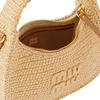 Miu Miu Wander Series Fashion Simple Embroidered Logo Zipper Closure Crochet Woven Fabric Hobo Bag Women bags Beige 5BC125_2F73_F0018_V_OOO