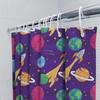 Cosmic Shower Curtain Space Traveler Bath Decor with Rocket Rockets Planets Purple 3D Printing Waterproof Polyester Fabric for B